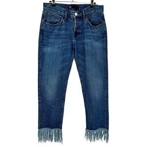 3X1 NYC Cropped Fringe Hem Button Fly Jeans Size 27